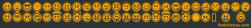 Police emoticons outline – polices orange sur fond noir