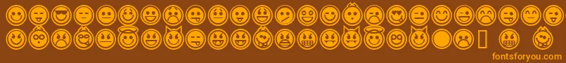 emoticons outline-Schriftart – Orangefarbene Schriften auf braunem Hintergrund