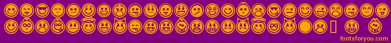 emoticons outline-fontti – oranssit fontit violetilla taustalla