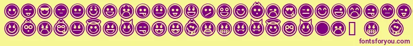 emoticons outline Font – Purple Fonts on Yellow Background