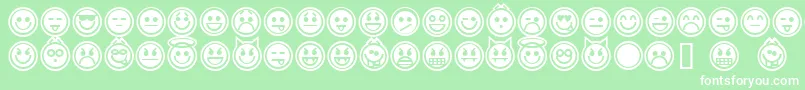 Fonte emoticons outline – fontes brancas em um fundo verde