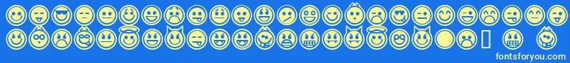 emoticons outline Font – Yellow Fonts on Blue Background