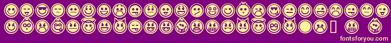 emoticons outline-fontti – keltaiset fontit violetilla taustalla