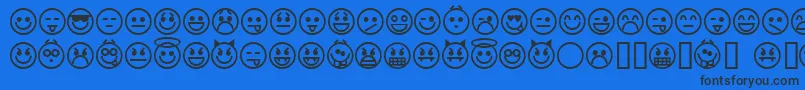 Police emoticons – polices noires sur fond bleu