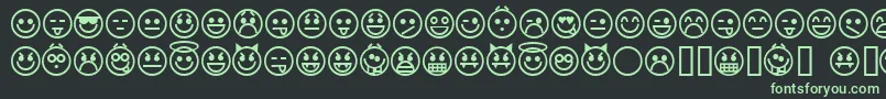 emoticons-fontti – vihreät fontit mustalla taustalla