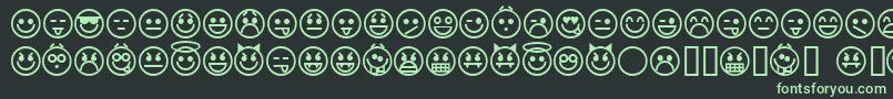 emoticons-Schriftart – Grüne Schriften auf schwarzem Hintergrund