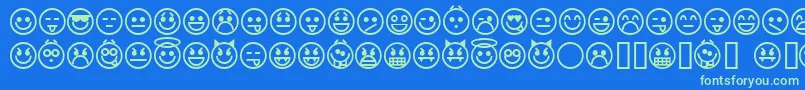 emoticons Font – Green Fonts on Blue Background