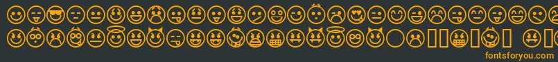 emoticons-fontti – oranssit fontit mustalla taustalla