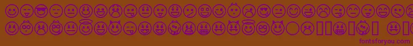 emoticons-Schriftart – Violette Schriften auf braunem Hintergrund