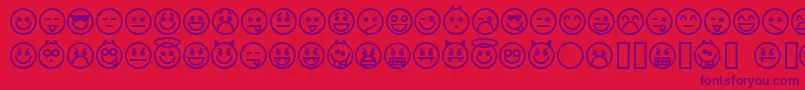 Police emoticons – polices violettes sur fond rouge