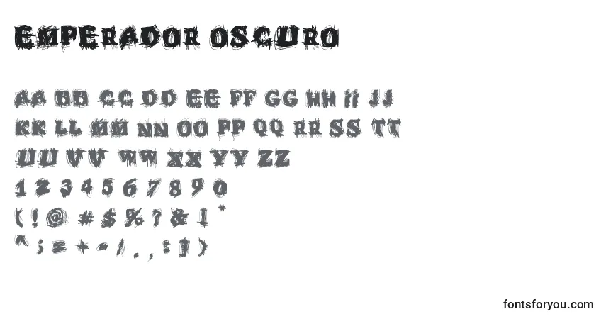 A fonte Emperador Oscuro – alfabeto, números, caracteres especiais
