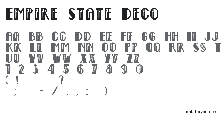 Czcionka Empire State Deco – alfabet, cyfry, specjalne znaki