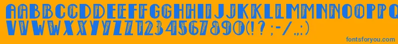 Empire State Deco-Schriftart – Blaue Schriften auf orangefarbenem Hintergrund