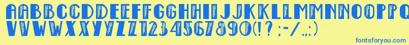 Empire State Deco Font – Blue Fonts on Yellow Background