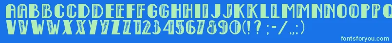 Empire State Deco-Schriftart – Grüne Schriften auf blauem Hintergrund