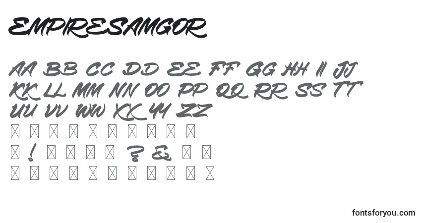 A fonte EmpireSamgor – alfabeto, números, caracteres especiais