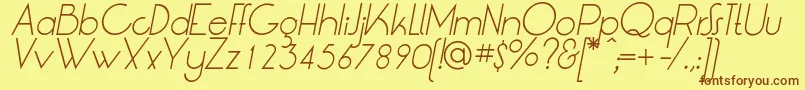 Fonte LtOksanaLightItalic – fontes marrons em um fundo amarelo