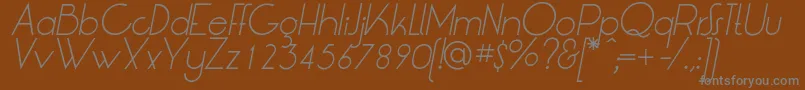 LtOksanaLightItalic-fontti – harmaat kirjasimet ruskealla taustalla
