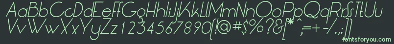 LtOksanaLightItalic-fontti – vihreät fontit mustalla taustalla