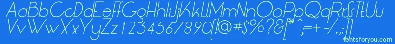 Fonte LtOksanaLightItalic – fontes verdes em um fundo azul