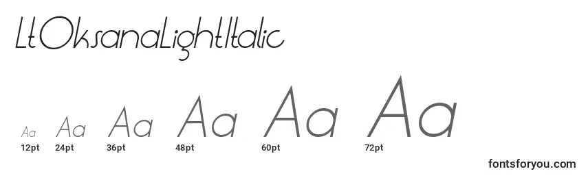 Размеры шрифта LtOksanaLightItalic