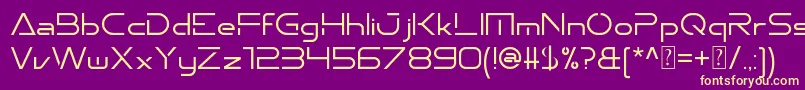 Fonte Emporium – fontes amarelas em um fundo roxo