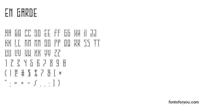 Schriftart En Garde (125974) – Alphabet, Zahlen, spezielle Symbole