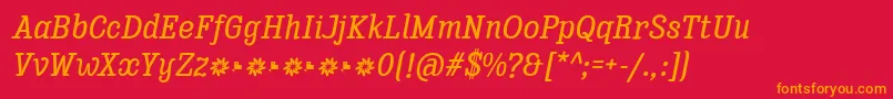 Fonte Enagol Math Medium Italic – fontes laranjas em um fundo vermelho