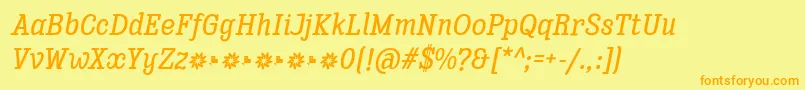 Enagol Math Medium Italic Font – Orange Fonts on Yellow Background