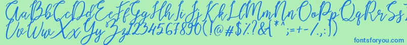フォントEndestry – 青い文字は緑の背景です。