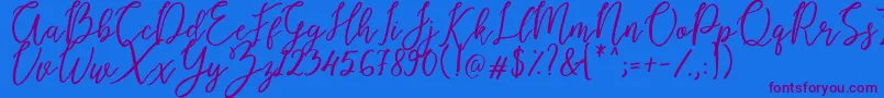 Endestry-Schriftart – Violette Schriften auf blauem Hintergrund