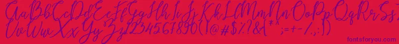 Endestry-Schriftart – Violette Schriften auf rotem Hintergrund
