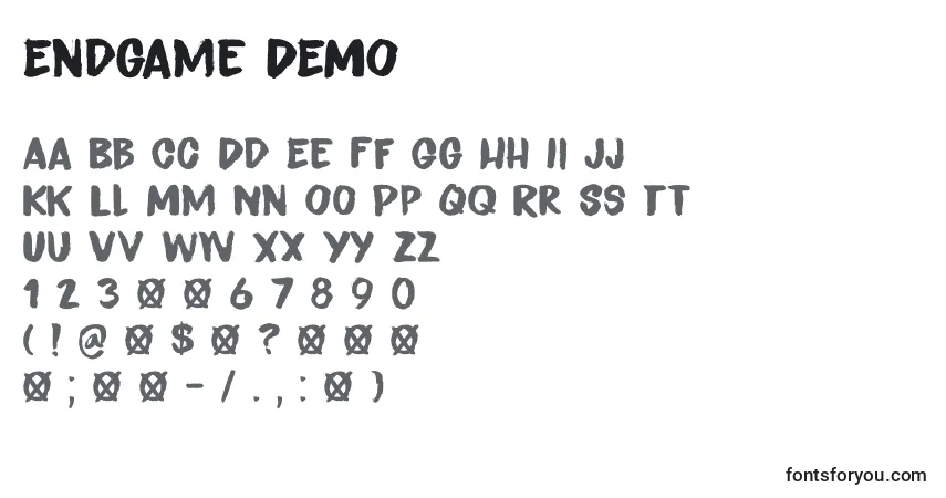A fonte Endgame DEMO – alfabeto, números, caracteres especiais
