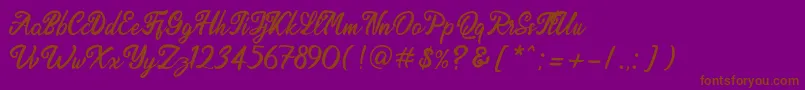 Endolitta Demo-Schriftart – Braune Schriften auf violettem Hintergrund