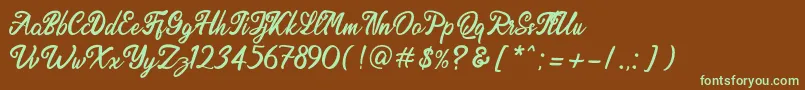 Endolitta Demo Font – Green Fonts on Brown Background