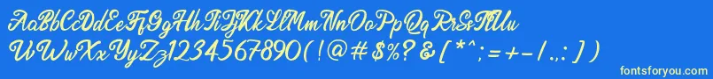 Endolitta Demo-Schriftart – Gelbe Schriften auf blauem Hintergrund