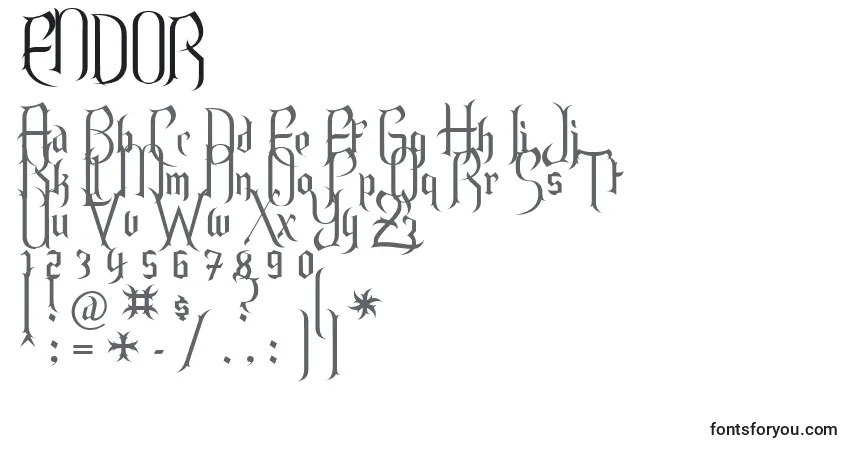 Schriftart ENDOR    (125984) – Alphabet, Zahlen, spezielle Symbole