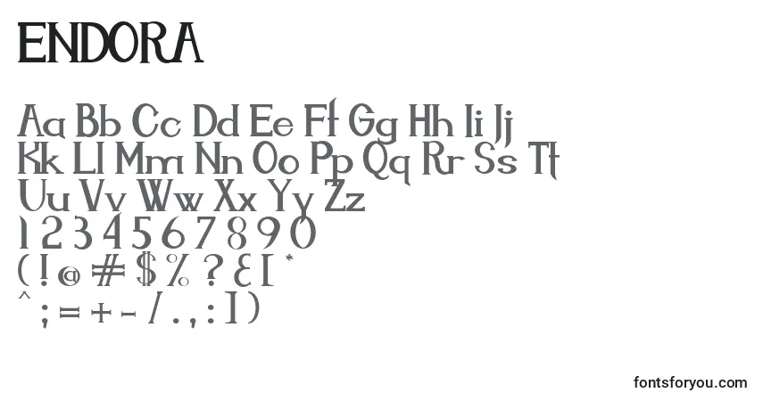A fonte ENDORA   (125985) – alfabeto, números, caracteres especiais
