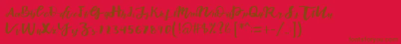 endorse-Schriftart – Braune Schriften auf rotem Hintergrund
