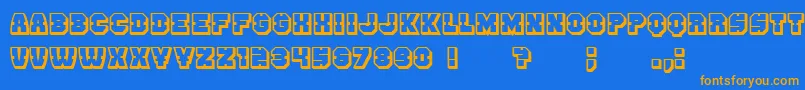 フォントEnemy3D – オレンジ色の文字が青い背景にあります。