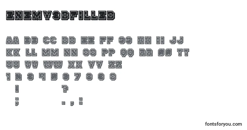 Schriftart Enemy3DFilled – Alphabet, Zahlen, spezielle Symbole
