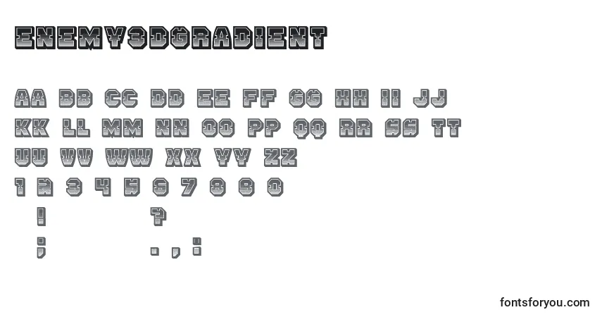 A fonte Enemy3DGradient – alfabeto, números, caracteres especiais