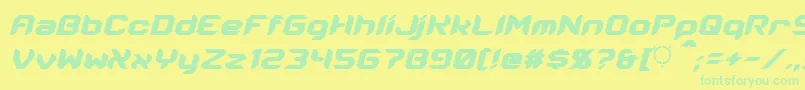 Energon Condensed Italic-Schriftart – Grüne Schriften auf gelbem Hintergrund