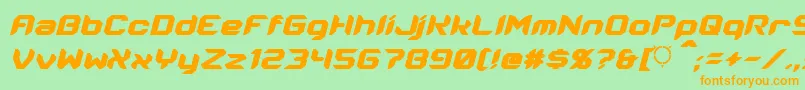 Energon Condensed Italic-fontti – oranssit fontit vihreällä taustalla