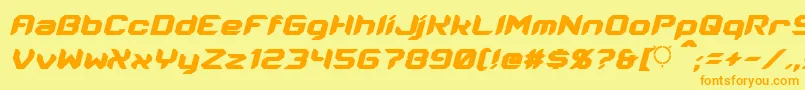 Czcionka Energon Condensed Italic – pomarańczowe czcionki na żółtym tle