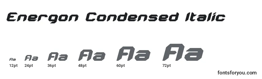 Tamaños de fuente Energon Condensed Italic