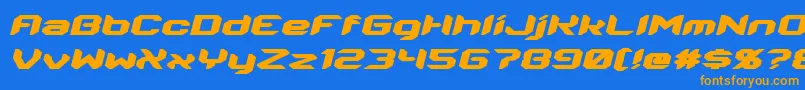 Energon Italic Font – Orange Fonts on Blue Background