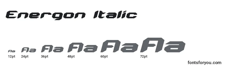 Размеры шрифта Energon Italic