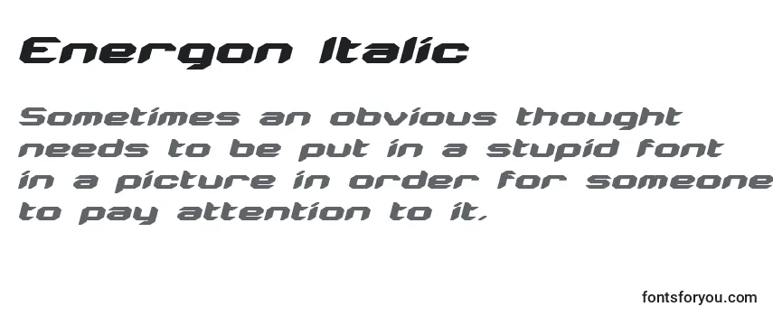 Energon Italic -fontin tarkastelu
