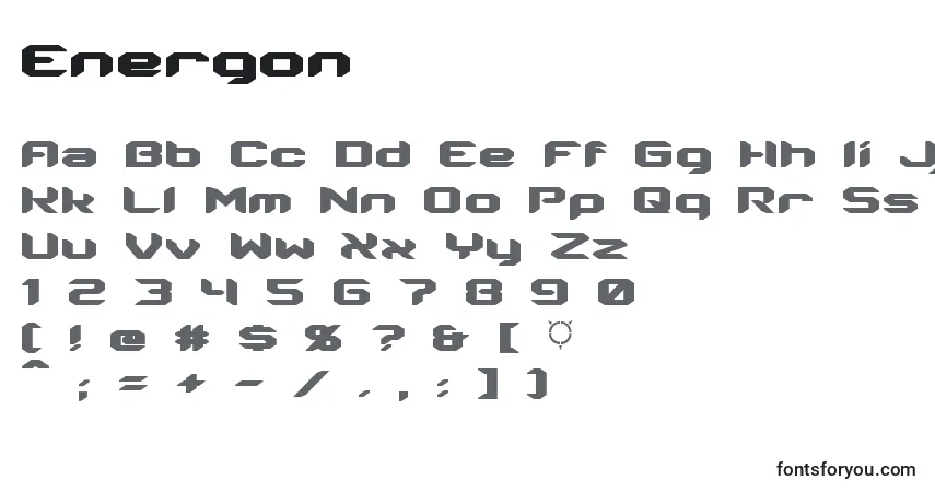 Schriftart Energon (125995) – Alphabet, Zahlen, spezielle Symbole